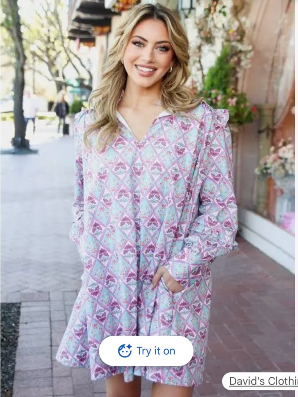 Karlie Pink and White PrintedDress